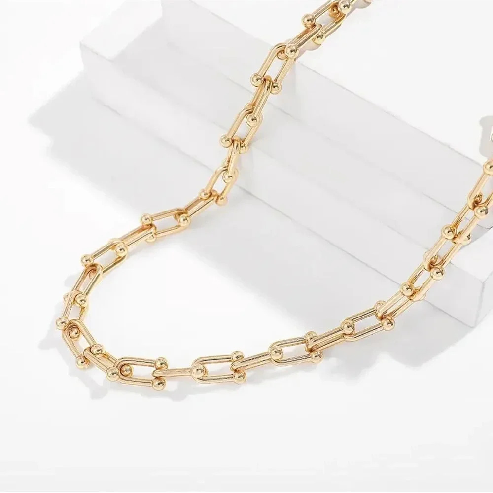 Hardware Gold Graduated Link STAINLESS STEEL Waterproof Necklace